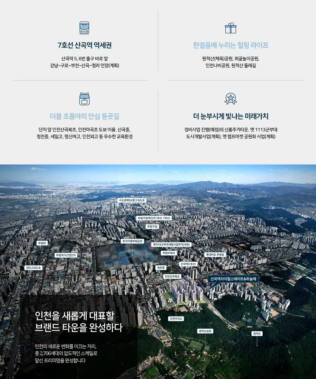 부평구청 및 부천 상동·중동 생활권 공유 - 산곡역자이힐스테이트&하늘채 생활 편의시설